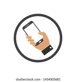 phone in hand logo icon. vector illustration design template