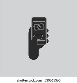 phone in the hand with money icon