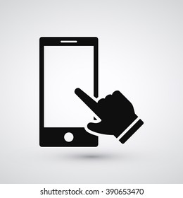 Phone, Hand and Music Icon