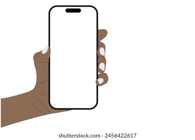 phone  in a hand on a transparent background in vector format