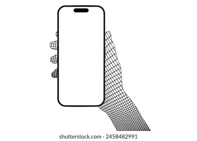 phone  in a hand on a transparent background in vector format