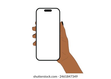phone  in a hand on a transparent background in vector format