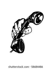 Phone In Hand - Retro Clip Art