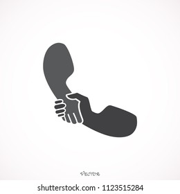 Phone Hand Shake Flat Icon 