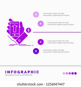 phone, hand, Shopping, smartphone, Currency Infographics Template for Website and Presentation. GLyph Purple icon infographic style vector illustration.
