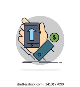 phone, hand, Shopping, smartphone, Currency Flat Color Icon Vector