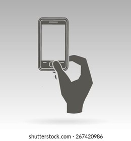 Phone and hand vector icon
