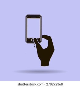 Phone and hand vector icon