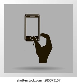 Phone and hand vector icon