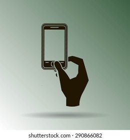 Phone and hand vector icon