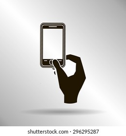 Phone and hand vector icon