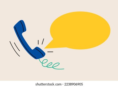 Phone handle with cloud speech. Colorful vector illustration