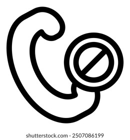 Phone handset with a cross sign is showing a blocked call