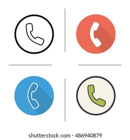 Phone handset icon. Flat design, linear and color styles. Contact us symbol. Telephone isolated vector illustrations