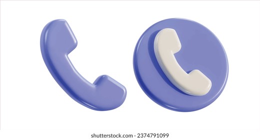 conjunto de iconos del auricular del teléfono 3d procesado