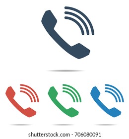 Phone handset icon set - simple flat design isolated on white background, vector