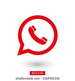 Phone handset icon in speech bubble 