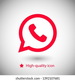 Phone handset icon in speech bubble 