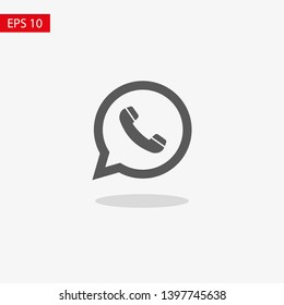 Phone handset icon in speech bubble 