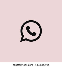 Phone handset icon in speech bubble 