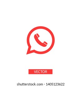 Phone handset icon in speech bubble 