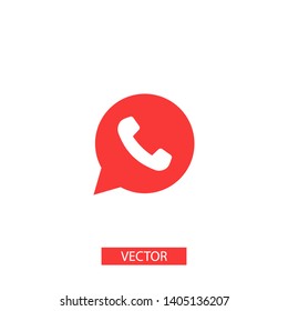 Phone handset icon in speech bubble 