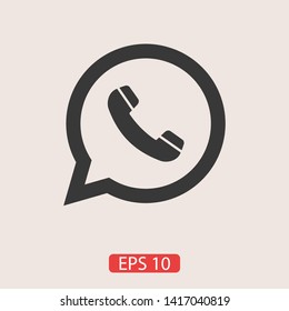 Phone handset icon in speech bubble 