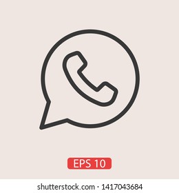 Phone handset icon in speech bubble 