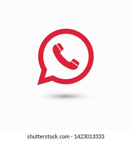Phone handset icon in speech bubble 