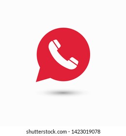 Phone handset icon in speech bubble 