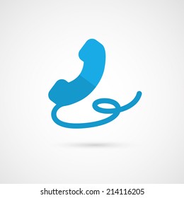 Phone Handset Icon With Wire.