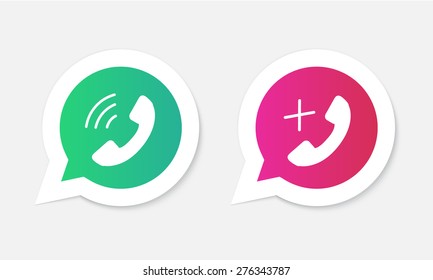 Phone handset icons in speech bubbles.