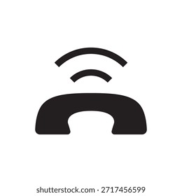Phone handset ringing with signal waves simple solid.