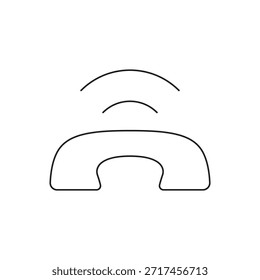 Phone handset ringing with signal waves simple line.