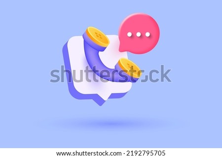 Phone handset with speech bubble. Cartoon minimal style. Support, customer service, help, communication concept. 3d Vector Illustration