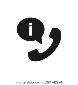 Phone handset with speech bubble icon. Call for info icon. Communication bubble with call symbol. Call for info symbol.