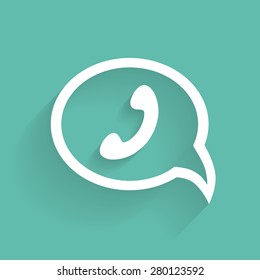  phone handset in speech bubble icon vector