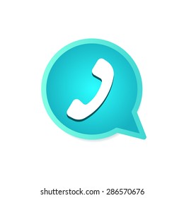 Phone handset in speech bubble icon
Social service, mobile media in flat style, apps icon
