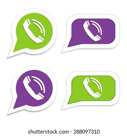 Phone handset in speech bubble icon