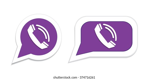 Phone handset in speech bubble icon