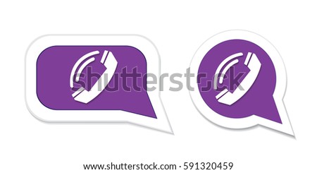 Phone handset in speech bubble icon