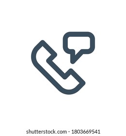 Handy-Set mit Sprachblasensymbol. Ruft das Symbol an. Vektorgrafik