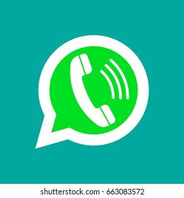 Phone handset in speech bubble. Messenger icon isolated on background. Vector illustration. Eps 10.