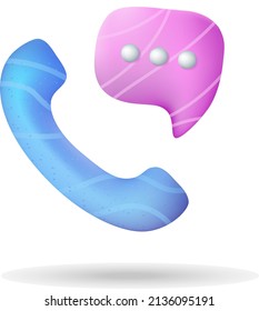 Phone handset with speech bubble. telephone call concept with speech. 3d vector icon. cartoon minimal style. vector illustration