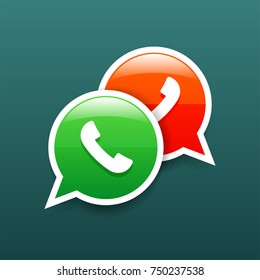 Phone handset in speech bubble vector messenger icon Social network concept