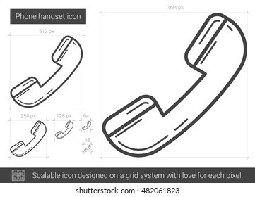 Phone handset vector line icon isolated on white background. Phone handset line icon for infographic, website or app. Scalable icon designed on a grid system.