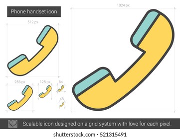 Phone handset vector line icon isolated on white background. Phone handset line icon for infographic, website or app. Scalable icon designed on a grid system.