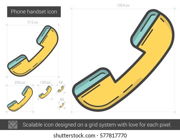 Phone handset vector line icon isolated on white background. Phone handset line icon for infographic, website or app. Scalable icon designed on a grid system.