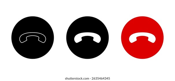 Phone hang up icon on circle. End call sign symbol