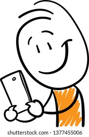 phone happy sad Doodle style vector illustration object isolated hand draw
